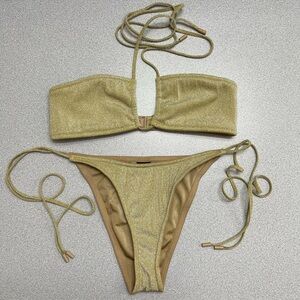 Triangl Gold Sparkly Bikini Set